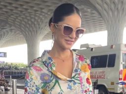 Sunny Leone cheerfully greets paps at the airport