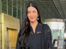 Those jhumkas are fab! Shruti Haasan in a black salwar at the airport