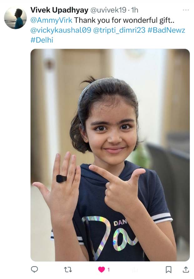 Ammy Virk gifts stylish ring to young fan in crowd during Bad Newz promotional event