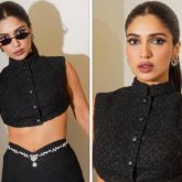 Bhumi Pednekar keeps it chic in Kunal Rawal crop top and skirt with sparkly belt and mini handbag, see photos