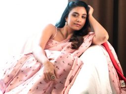 Keerthy Suresh stuns in Rs. 42,000 blush pink two-way saree for Raghu Thatha promotions