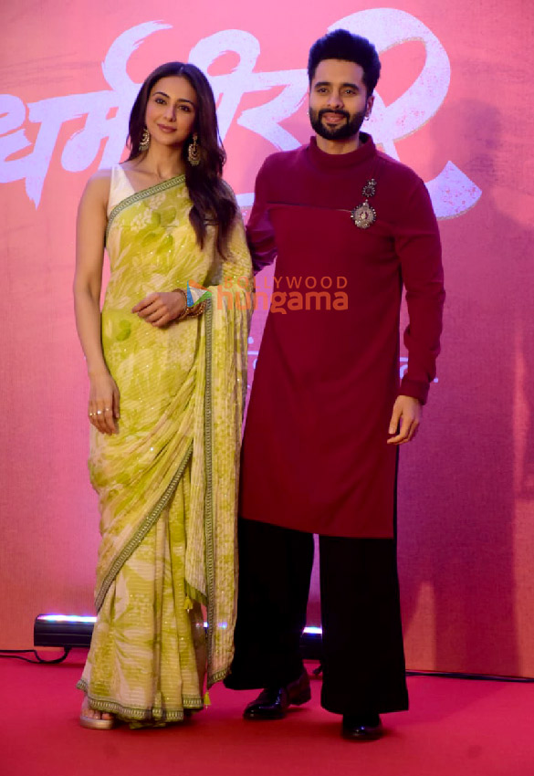 photos rakul preet singh jackky bhagnani amruta khanvilkar and others grace the trailer launch of dharmaveer 2 1