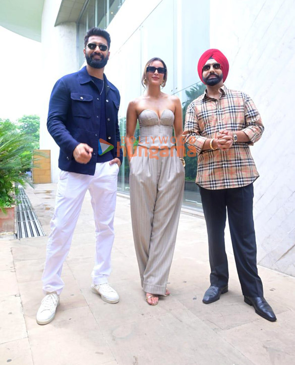 photos vicky kaushal tripti dimri and ammy virk snapped promoting their film bad newz 3