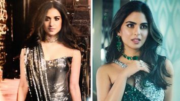 Radhika Merchant dazzles in chainmail saree with corset blouse for sangeet after party; Isha Ambani embraces opulence in sequin saree & emeralds