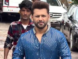 Rahul Vaidya greets paps as she gets clicked in a blue sequin kurta