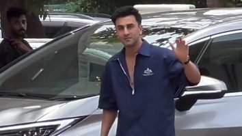 Ranbir Kapoor waves at paps as he gets clicked in his blue co-ords
