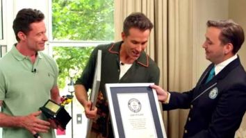 Ryan Reynolds and Hugh Jackman accept their certificates as Deadpool & Wolverine breaks Guinness World Record for the most viewed movie trailer in 24 hours