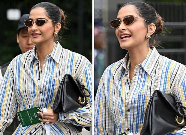 Sonam Kapoor presenta un abito Bottega Veneta dallo stile chic, scarpe Tex Mule e borsa Liberta per la finale femminile di Wimbledon 2024 