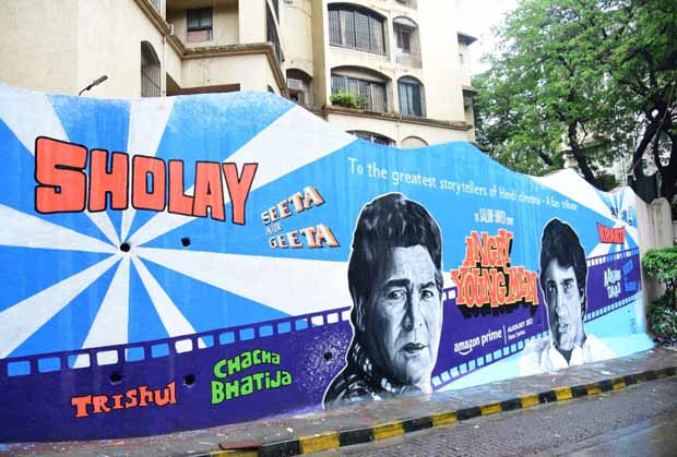 Angry Young Men Javed Akhtar and Salim Khan get tribute with Sholay, Kranti mural in Mumbai, see pics