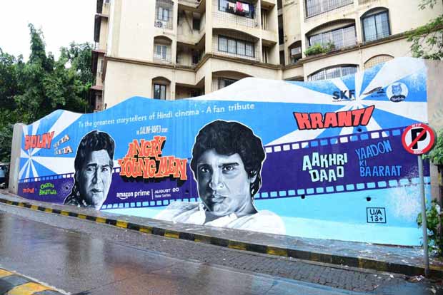 Angry Young Men Javed Akhtar and Salim Khan get tribute with Sholay, Kranti mural in Mumbai, see pics