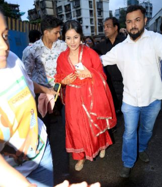 Photos: Shehnaaz Gill and Dhvani Bhanushali along with her father Vinod Bhanushali attend the Dahi Handi celebrations in Ghatkopar
