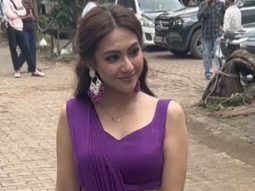 Reem Shaikh sizzles in a purple saree at Laughter Chefs set