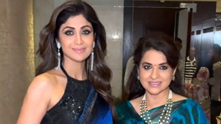 Shilpa Shetty stuns in a blue saree at an event in the city