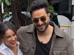 Aly Goni poses with Nia Sharma at Laughter Chefs set