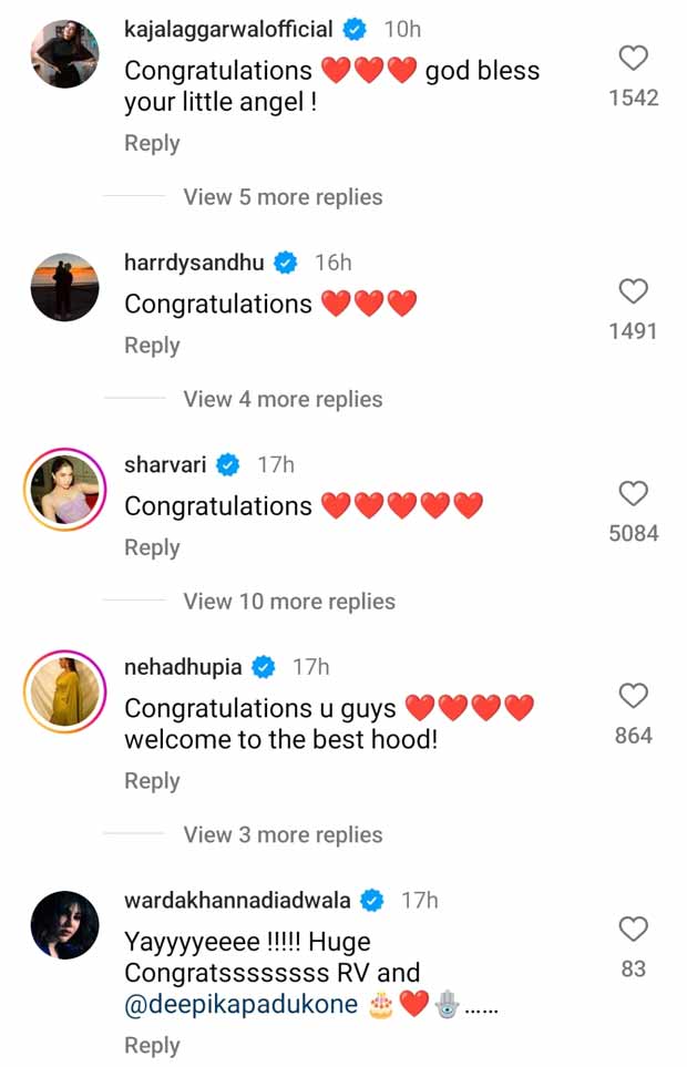 Deepika Padukone and Ranveer Singh receive love from Alia Bhatt, Priyanka Chopra, Nick Jonas, Arjun Kapoor & more on the arrival of their baby girl, see their messages 