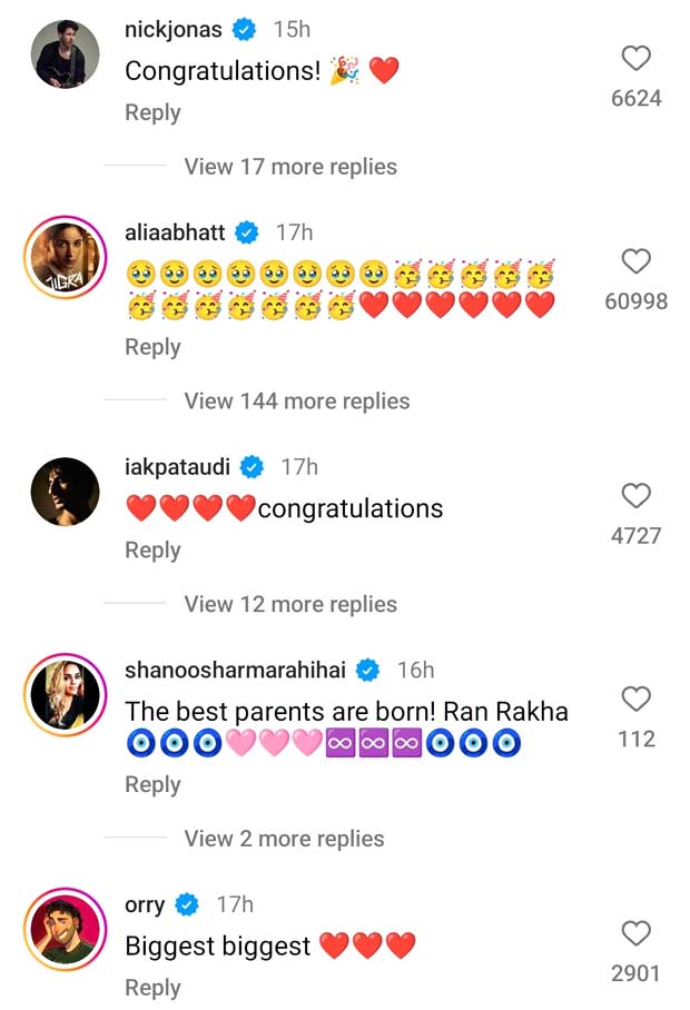 Deepika Padukone and Ranveer Singh receive love from Alia Bhatt, Priyanka Chopra, Nick Jonas, Arjun Kapoor & more on the arrival of their baby girl, see their messages 