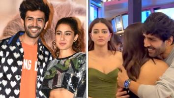 Kartik Aaryan and Sara Ali Khan hug it out at Call Me Bae screening but fans are more concerned about the reaction of Ananya Panday