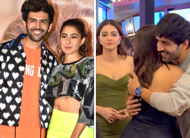 Kartik Aaryan and Sara Ali Khan hug it out at Call Me Bae screening but fans are more concerned about the reaction of Ananya Panday