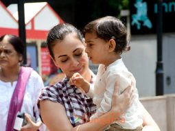Photos: Dia Mirza and her kid snapped outside a mall in Santacruz