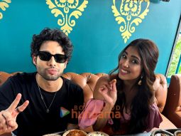 Photos: Yudhra actors Siddhant Chaturvedi and Malavika Mohanan enjoy Rajasthani thali and visit a college in Jaipur to promote their film