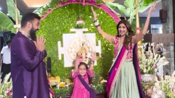 Shilpa Shetty welcomes Bappa at her home with husband & daugter