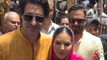 Sunny Leone looks beautiful in a salwar as she visits Lalbaug with husband