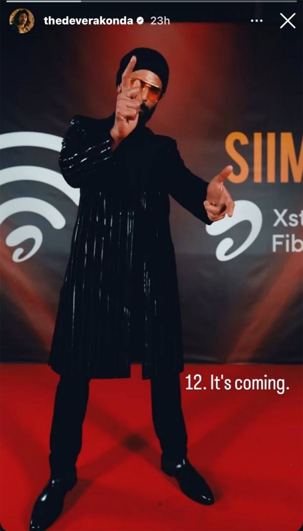 Vijay Deverakonda writes "12. It's coming" in cryptic IG story