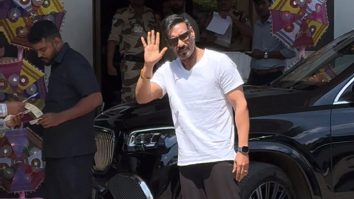 Ajay devgn waving for the paps in casual look giving major Singham vibes