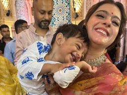Kajol shares adorable moments with Vatsal Sheth and Ishita Dutt’s son Vayu at Durga Pandal