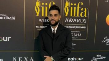 Karan Aujla poses with wife Palak Aujla at IIFA 2024 red carpet