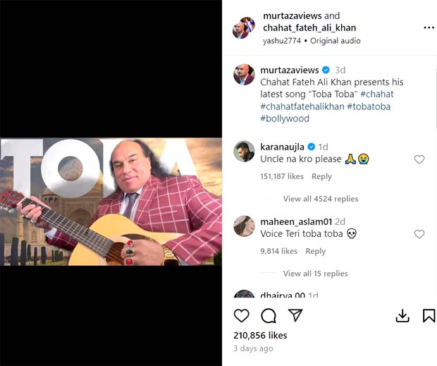 Karan Johar REACTS to Chahat Fateh Ali Khan’s ‘Toba Toba’ version of ‘Tauba Tauba’; Karan Aujla says, “Uncle na kro, please”