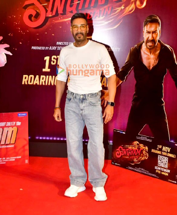 photos ajay devgn and rohit shetty snapped at a multiplex screening singham part 1 to interact with fans and promote singham again 3