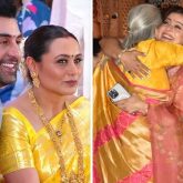 Ranbir Kapoor and Rani Mukerji pose together; Jaya Bachchan and Kajol hug at Durga Puja celebrations in Mumbai, watch videos