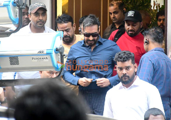 Photos: Ajay Devgn, Kubbra Sait and Ganesh Acharya snapped during a shoot in Bandra