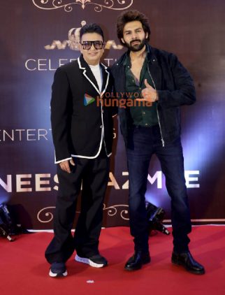 Photos: Anees Bazmee celebrates 45 years in the industry with Bhushan Kumar, Kartik Aaryan and others