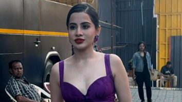 Uorfi Javed in high heals and a purple dress looks not less than a disney princess at work