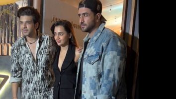 Aly Goni posing with love birds Karan and Tejaswi