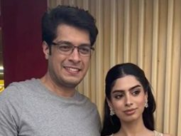 Junaid Khan and Khushi Kapoor posing together for the paps