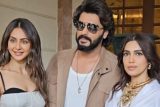 Arjun Kapoor, Rakul Preet Singh & Bhumi Pednekar posing together for media