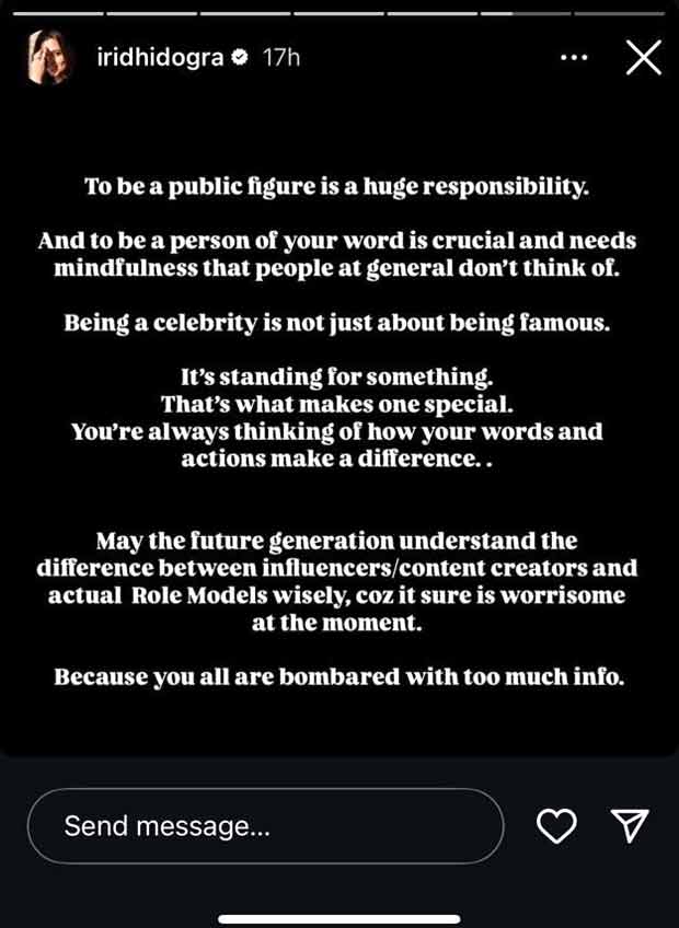 Ridhi Dogra discusses responsibility of public figures amid Ranveer Allahabadia controversy; says, “True influence is more than just fame” 