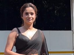 Ankita Lokhande glows in her black saffron saree
