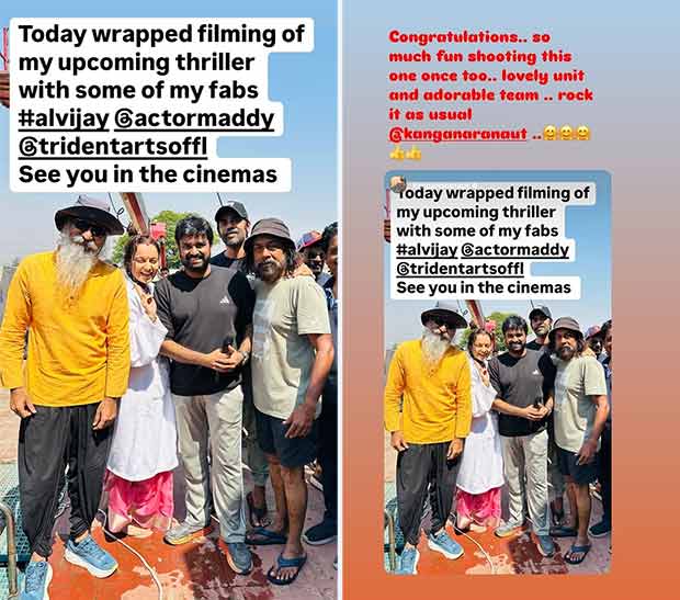 Kangana Ranaut and R Madhavan wrap up shooting for their upcoming thriller; post photo of joyful moment from the set