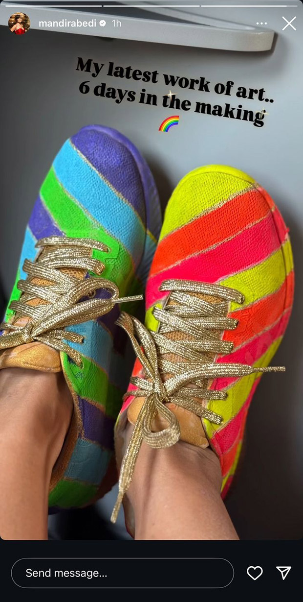 Mandira Bedi flaunts her ‘latest art work’ – a pair of hand-painted sneakers!