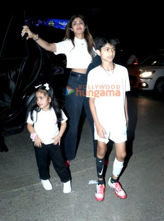 Photos: Shilpa Shetty snapped with her kids at Hakkasan in Bandra