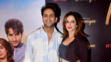 Sussanne Khan poses with Arslan Goni at Nadaaniyan screening