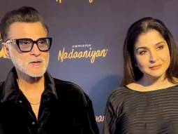 Sanjay Kapoor poses with wife Maheep & son at Nadaaniyan screening