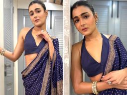 Shalini Pandey exudes elegance in a navy-blue silk saree worth Rs. 17,000