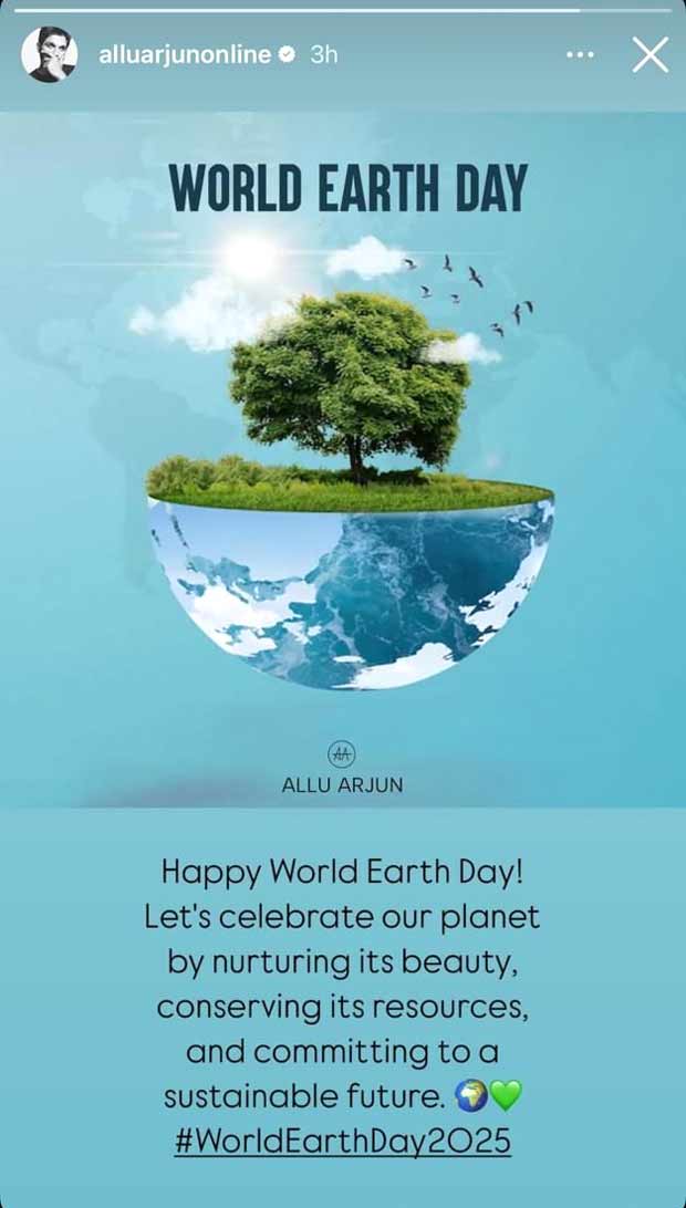 Allu Arjun marks World Earth Day with powerful message on nurturing the planet: “Let's celebrate our planet”