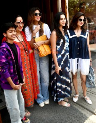 Photos: Shilpa Shetty snapped with family at Bastian in Bandra
