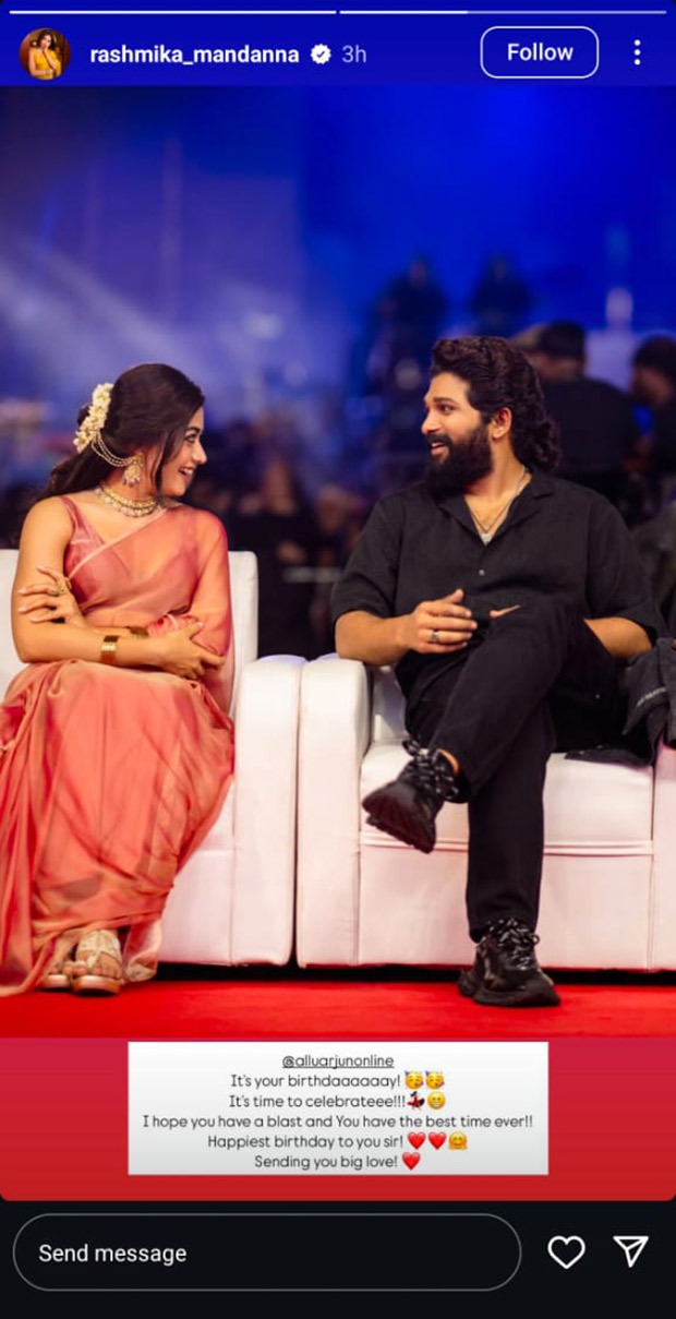Rashmika Mandanna sends ‘Big Love’ to Allu Arjun on his birthday with sweet throwback pic